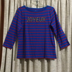 Talbots Joyeux Beaded Stripe Tee